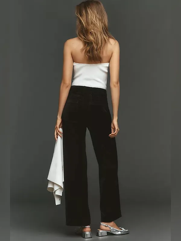 Maeve Anthropologie Colette Wide Leg Velvet Pants Black 25 - Image 2