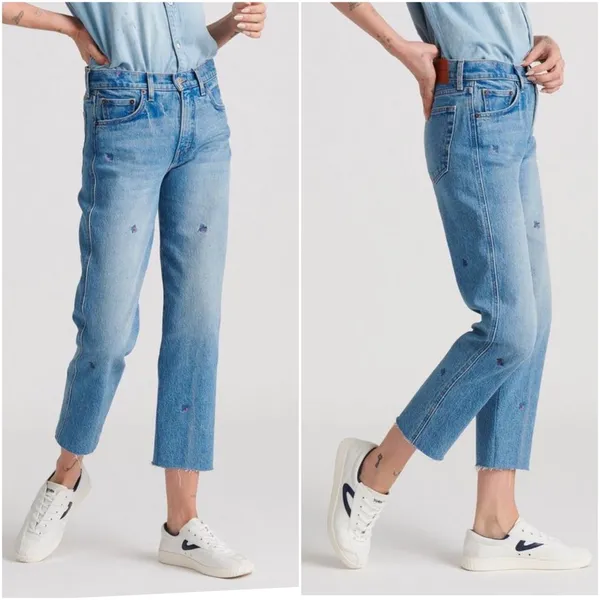 Lucky Brand Sienna Mid Rise Slim Boyfriend Jean Size 4/27 Floral‎ Embroidered - Image 14