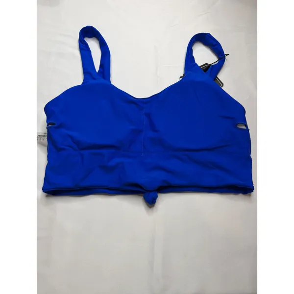 Zaful Womens Two Piece Bikini Set Royal Blue Front Knot Top Black High Waist S - Image 8