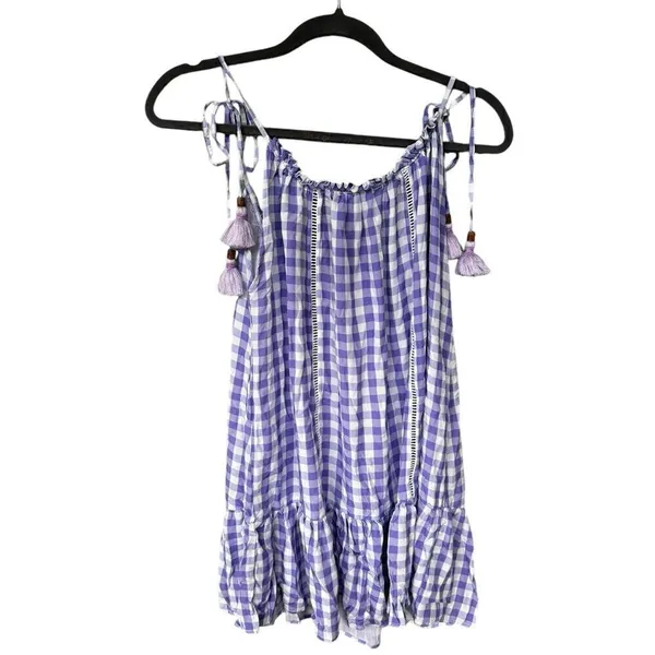 Maaji SEERSUCKER MAGNOLIA COVER-UP DRESS IN PURPLE M - Image 3
