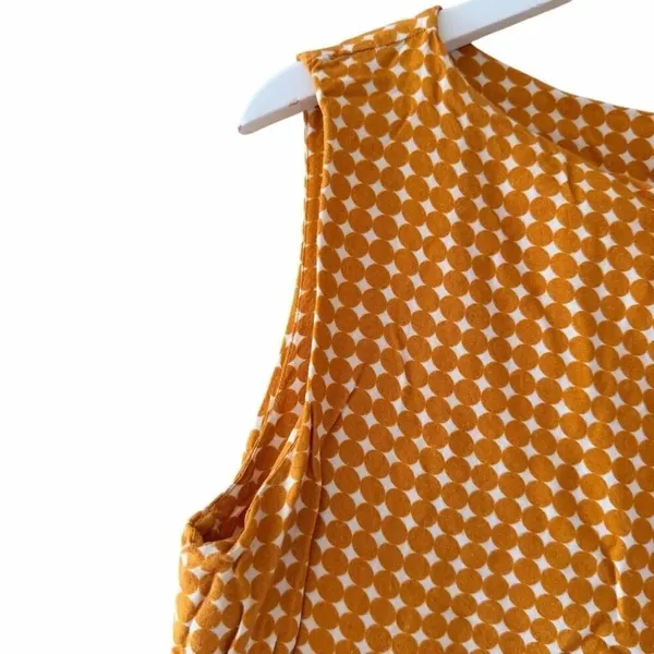 WARY Mustard yellow abstract print sleeveless viscose dress SZ L #2569 - Image 5