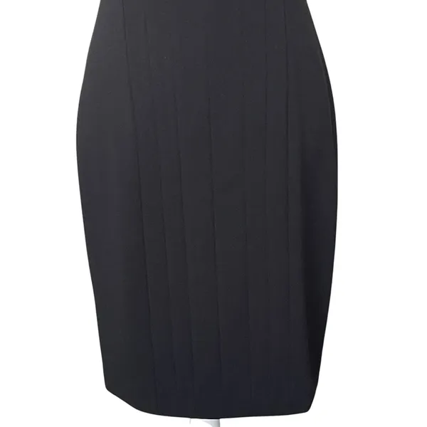 Calvin Klein Split Neck Black Sheath Dress Women’s Size 2 LBD Classic Stretch - Image 5