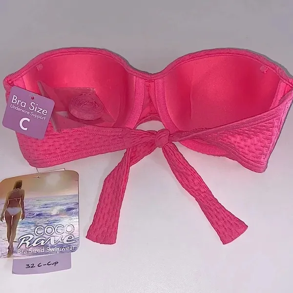 NWT 32C Coco Rave Bae pink push up detachable strap lightly‎ padded bikini - Image 2