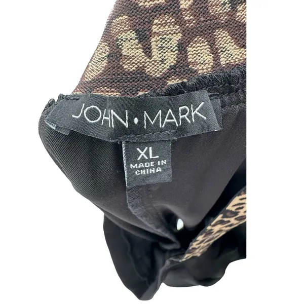 John Mark Wide Leg Relaxed Pants XL Women's Black Cheetah Print Elastic‎ Band - Image 5