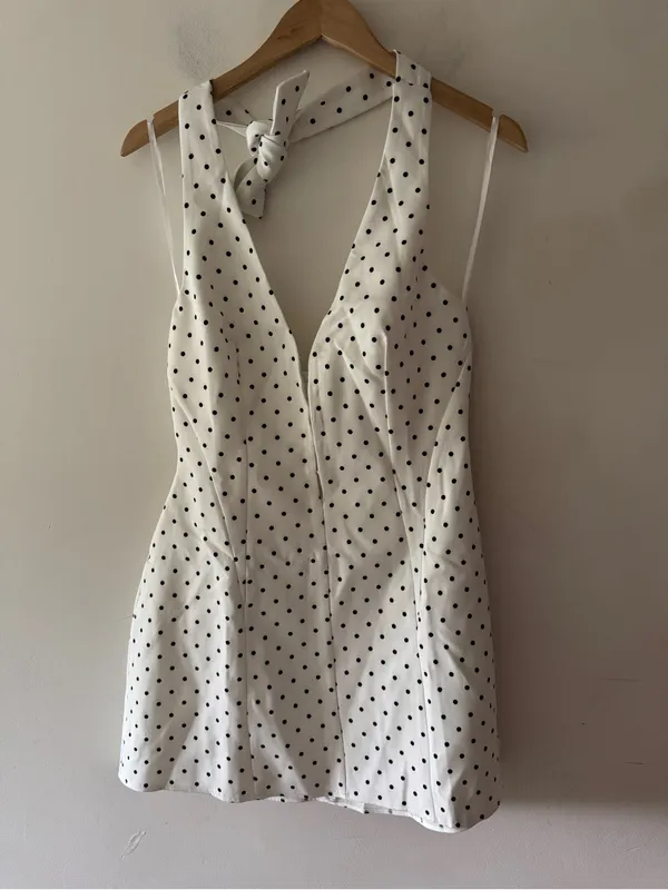 One and Only Collective Polka Dot Halter Style Mini Dress - Image 2