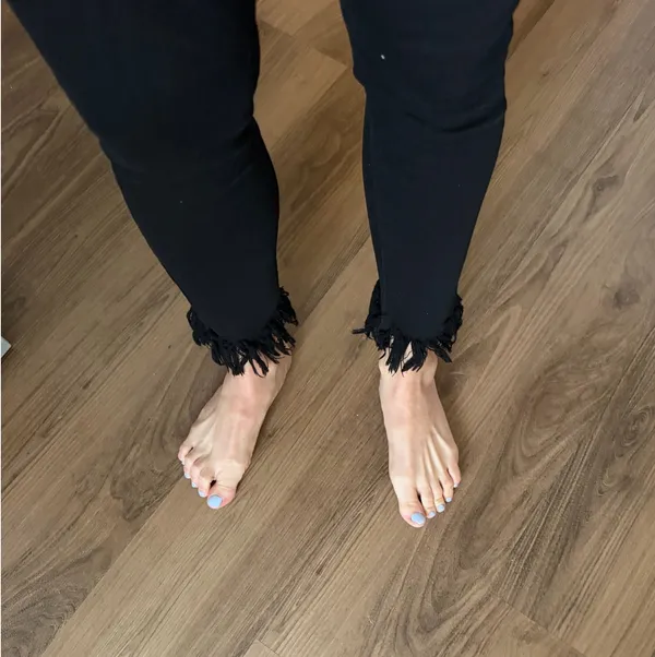 Just Black Denim Jeans with Frayed Bottoms - Image 2