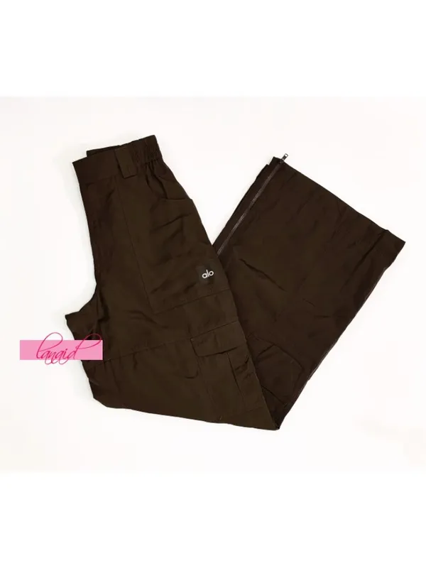 Alo High-Waist Ski Moto Puffer Pants Espresso Hi-Rise Waisted Warm Wide Leg Edgy - Image 6