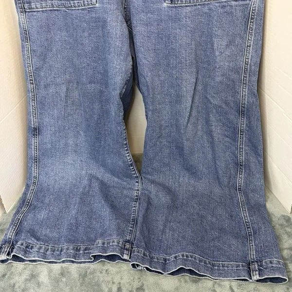 Gap High Rise Wide Leg Crop Jeans Womens 18/34R Blue Dark Wash Stretch Denim - Image 3