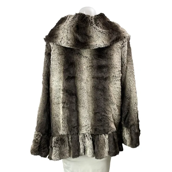 Jackets Galore By John Farah Black Striped Faux Fur Shawl Ruffle Jacket Size L - Image 3
