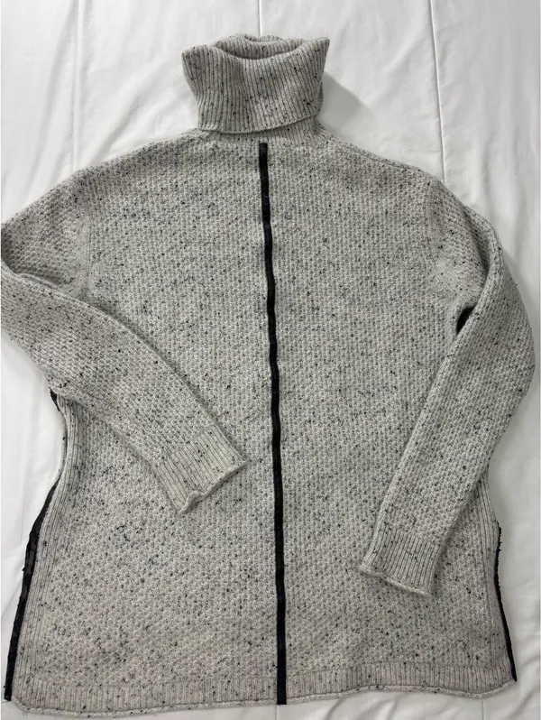 C by Bloomingdale's Women's Cashmere Turtleneck Sweater Gray Speckled Size S - Image 10