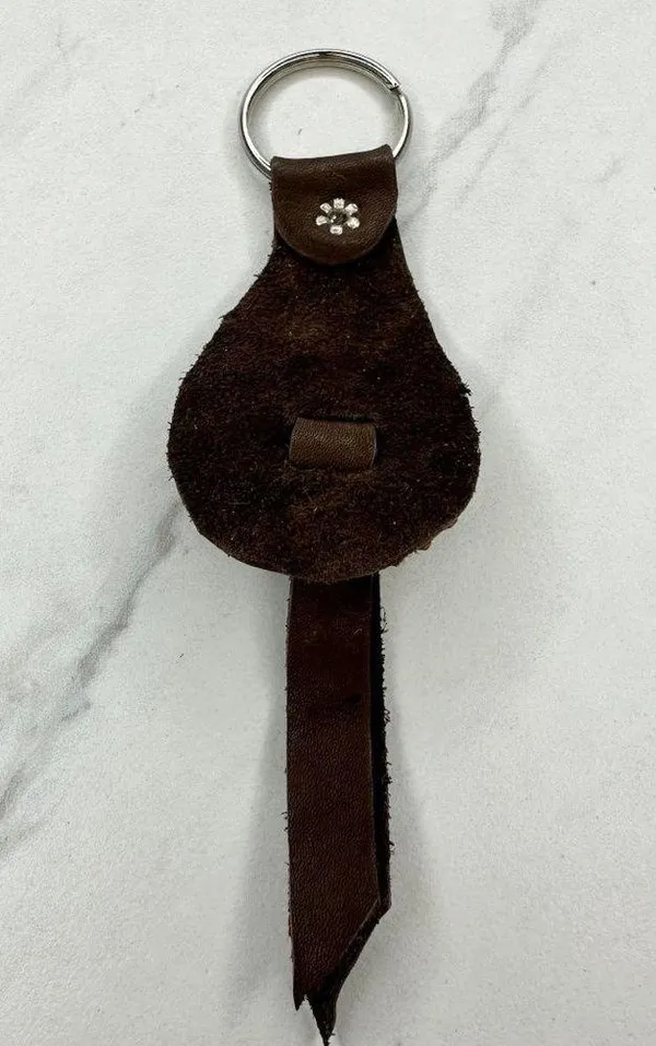 Soft Brown Leather Fringe Western Concho Rock Creek Idaho Boho Keychain Keyring - Image 2