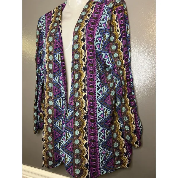 VINTAGE REQUIREMENTS Jacket Womens Large Multicolor Geometric Print Made USA 90s - Image 3