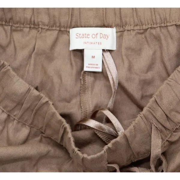 NEW State Of Day Womens Linen Pajama Shorts 100185758MS Natural Umber Brown M - Image 4