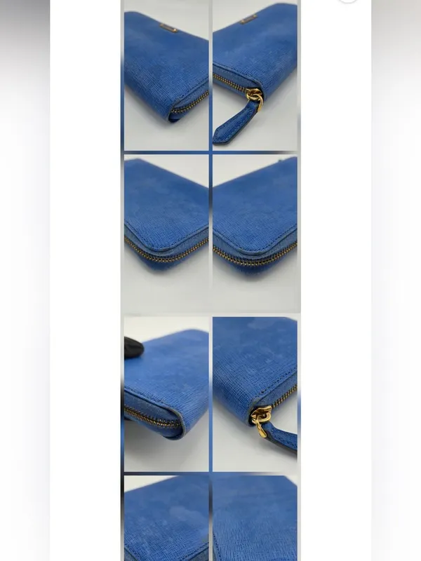 Fendi Royal Blue Zip Around Leather Wallet - Image 4