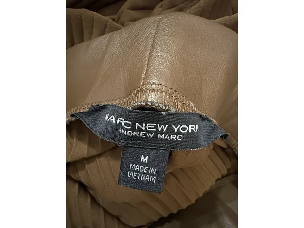Marc New York Size M Brown Pleated Faux Leather Midi Skirt - Image 9