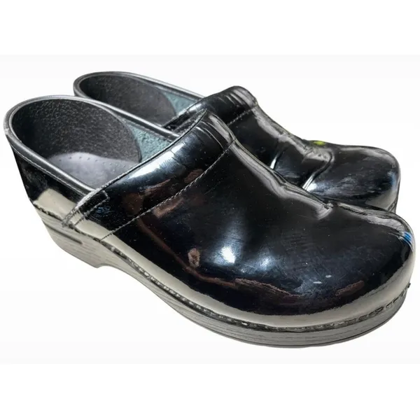 Dansko Professional Black Patent Leather Clogs Womens 10.5 EU 41 Nursing Shoes - Image 3