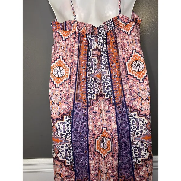 Lucky Brand Dress Womens Medium Multicolor Geometric Trapeze Midi Sundress - Image 8