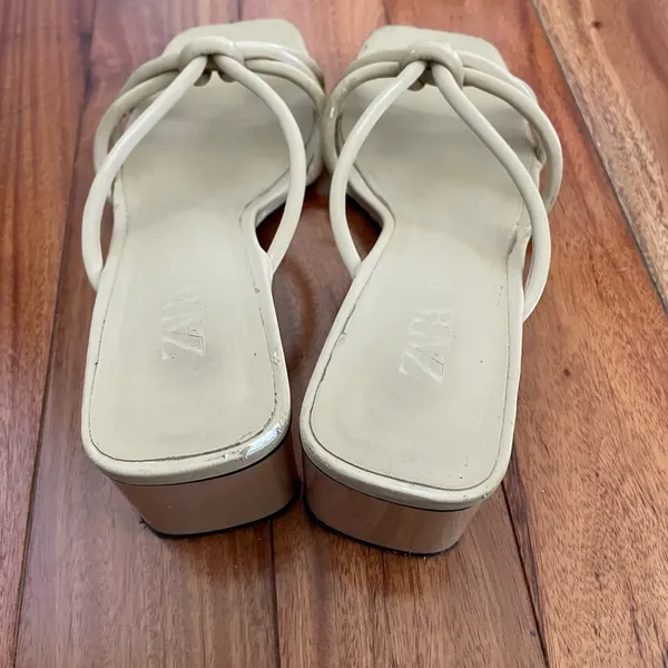 ZARA Beige Strappy Kitten Heels - Image 3