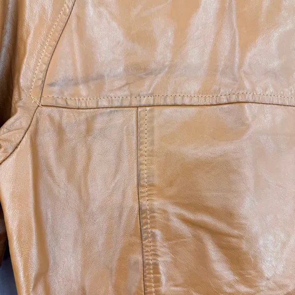 Vintage 70s Leather Jacket Brown Double Breasted Belted Union Made in USA Retro - Image 8