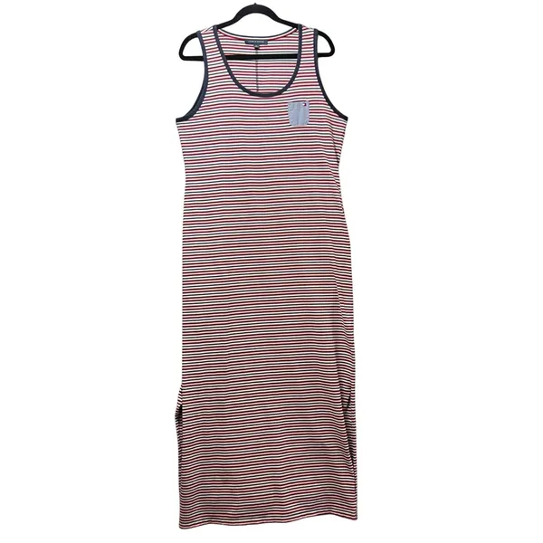 Tommy Hilfiger‎ Tank Maxi Dress Striped Sleeveless Casual Pocket Large Red White - Image 4