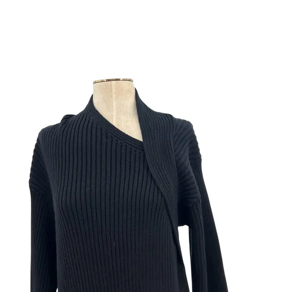 Free People Beach‎ Alba Asymmetric Ribbed Sweater Black Tunic Womens Large - Image 5