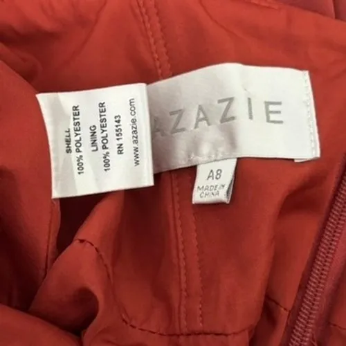 Azazie‎ Naeem Dress Size A8 A-line V Neck Ruffle Chiffon Terracotta - Image 5