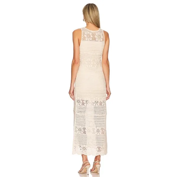 Crochet You Love Me Beige Crocheted Sleeveless Maxi Dress BB Dakota by Steve - Image 4