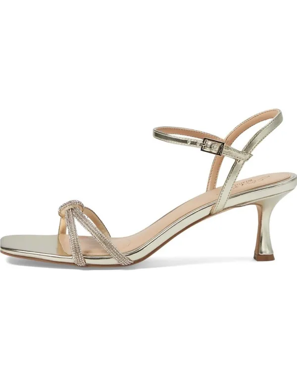 Jewel Badgley Mischka Maci Metallic Sandal with Rhinestone Knot Detail - Image 3