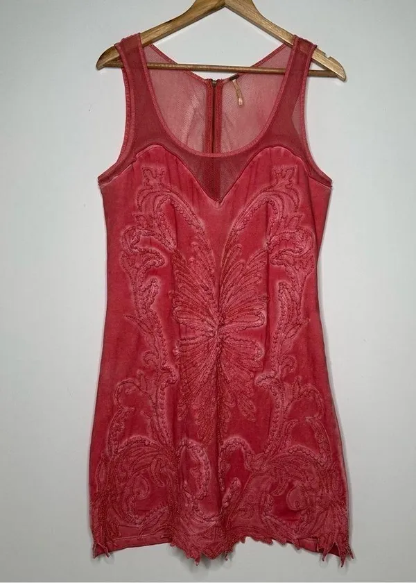 Free People Ice Ice Baby Embellished Sleeveless Mini Dress in Pink Lemonade L - Image 11