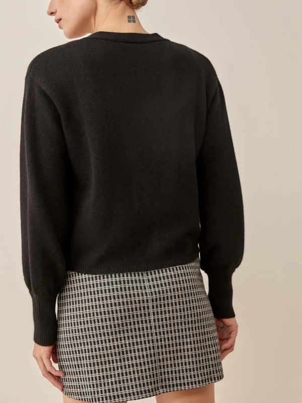 REFORMATION Varenne Cashmere Embellished Cardigan Sweater Top - Image 4
