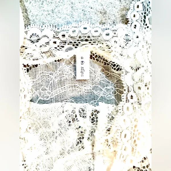 à la slips Delicate White Chevron Lace Camisole Slip Chemise Sz S - Image 3