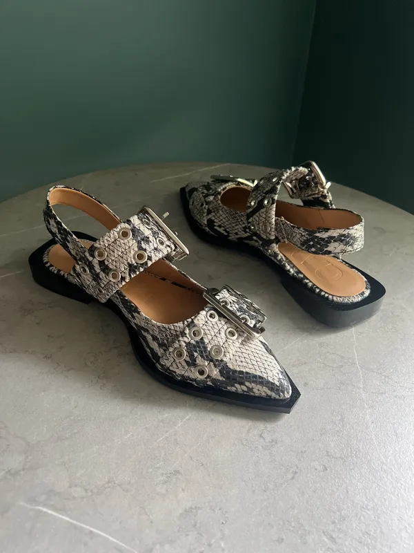 Ganni Wide Welt Buckle Ballerina Flats - Image 3