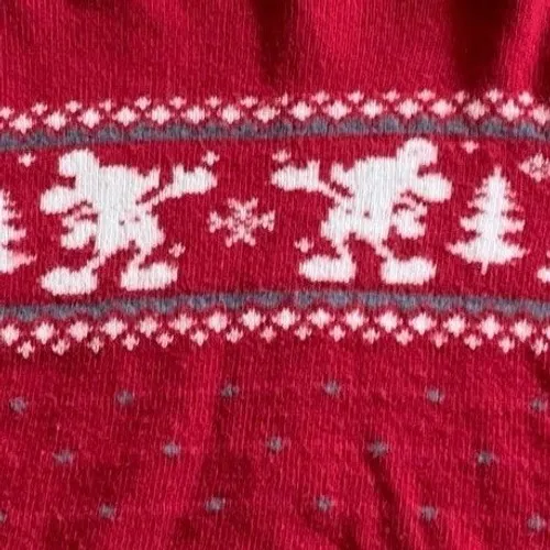 Vintage Mickey Mouse Christmas Sweater Wool Blend Fair Isle Red Disney Size‎ M - Image 2