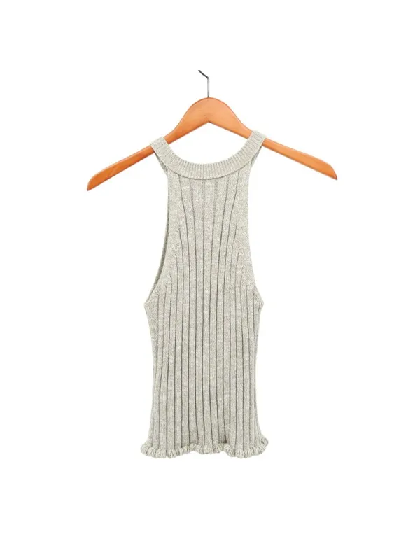 Anthropologie Pilcro Halter Ribbed Sweater Tank Top in Grey M - Image 7