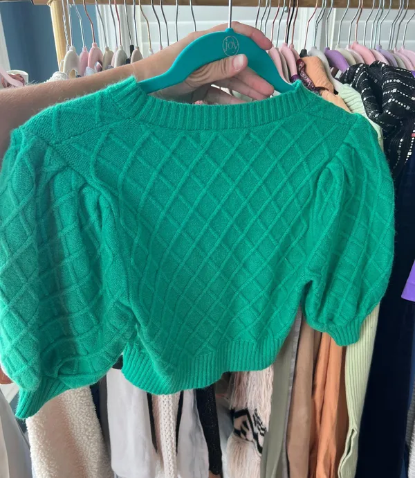 Olivaceous Puff Sleeve Sweater - Image 2