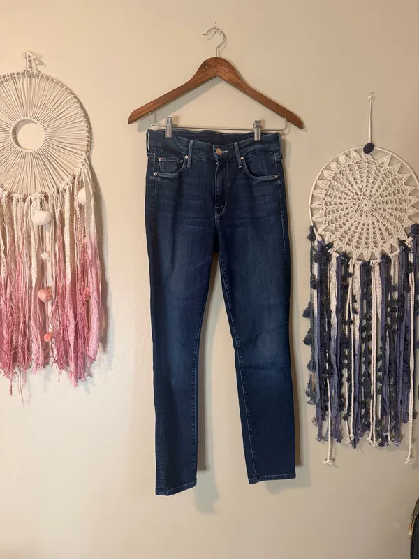 MOTHER The Looker Crop Denim Jeans On The Edge Blue Size 25 - Image 3