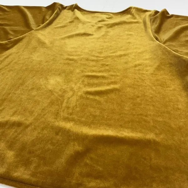 Madewell Blouse Womens L Gold Velvet Crew Neck Short Sleeve Stretch Dolman Top - Image 10