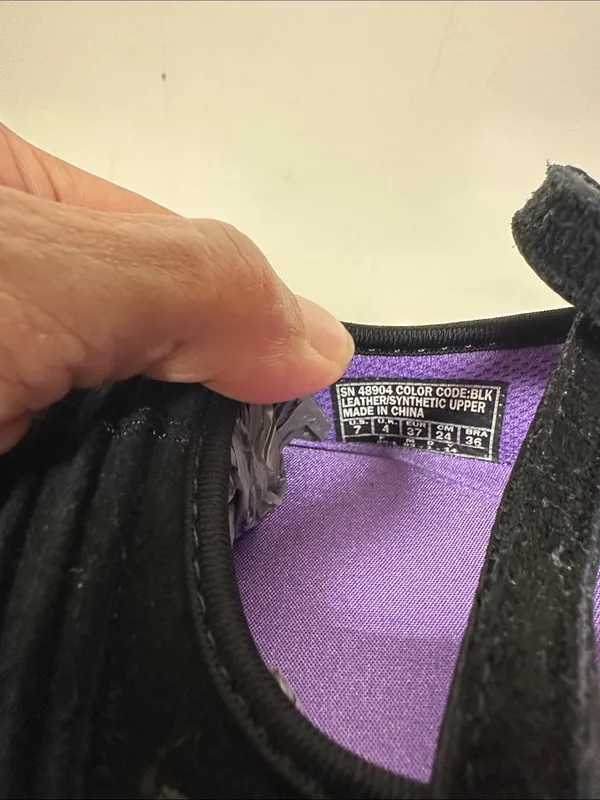 Skechers Black Mary Jane Flats with Purple Insole - Image 6