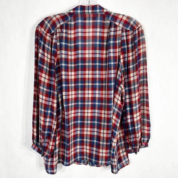 Madewell Broadway & Broome Size Large Top Pemberley Blouse‎ Silk Plaid 1236 - Image 3