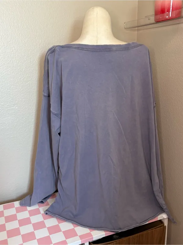 Free people Washed Lavender Long Sleeve Women's Top XS oversized cozy casual - Image 3