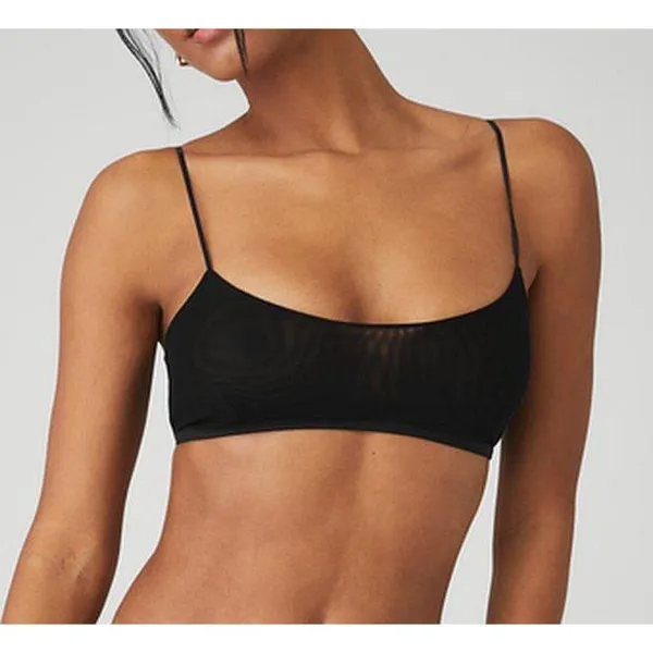 Alo Airmesh Venus Bralette Black Sheer Mesh Festival Gothic Bra Tank Crop Top XS - Image 2