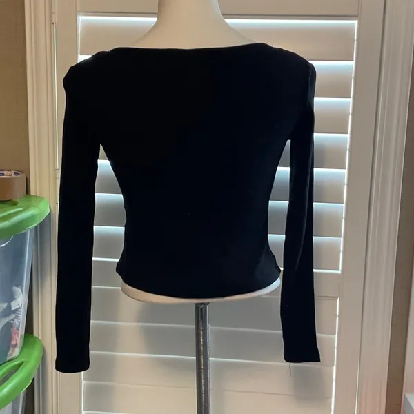 Divided Black Ribbed V-Neck Blouse - Image 4