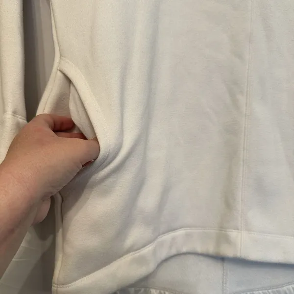 Athleta Cozy Karma Funnel Neck Sweatshirt Size Small White Ivory Tunic Pockets‎ - Image 2