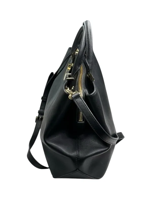Michael Kors ✿ Florence Medium Saffiano Leather Satchel Handbag ✿ Black Gold MK - Image 6