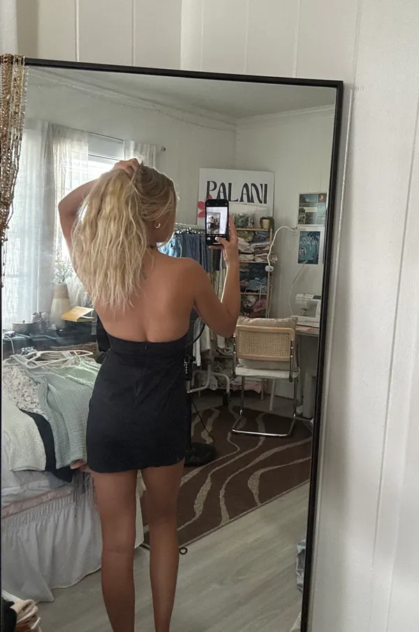 Black Dress V Neck Halter - Image 4