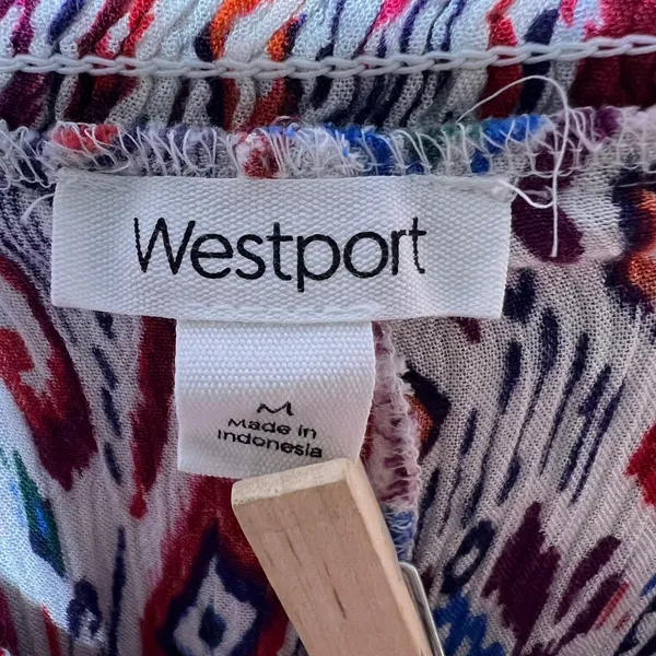 Westport Boho Ikat Print Tiered Ruffle Skirt Rayon Pull‎ On Midi Womens M - Image 7