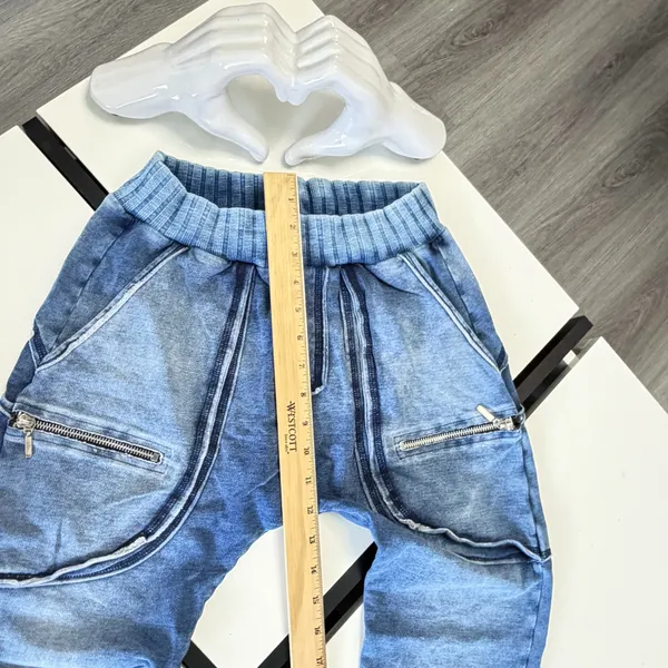 Labellamafia Acid Wash Denim Style Drop-Crotch Joggers – Size Small / P - Image 11