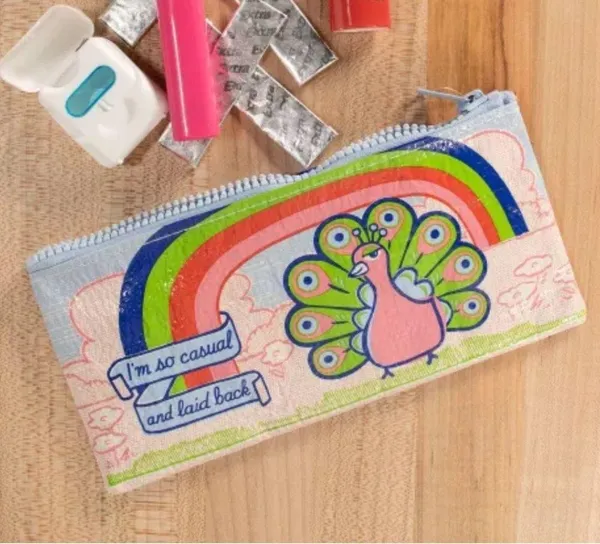 Blue Q I'M SO CASUAL AND LAID BACK ZIP POUCH CASE by , Multicolored Peacock, NWT! - Image 2