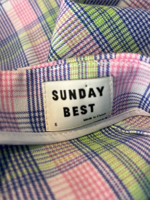 Sunday Best Aritzia Tatiana PInk/Purple/Green Plaid Mini Skirt Size 6 - Image 7