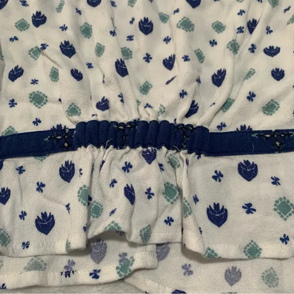 Free people size small long sleeve top mixed media g Navy White Patterned Blouse - Image 12